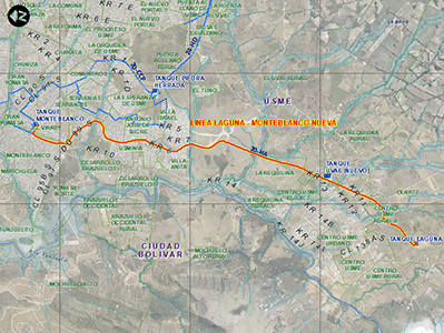 Mapa de Renovación de la línea matriz La Laguna - Monteblanco nueva