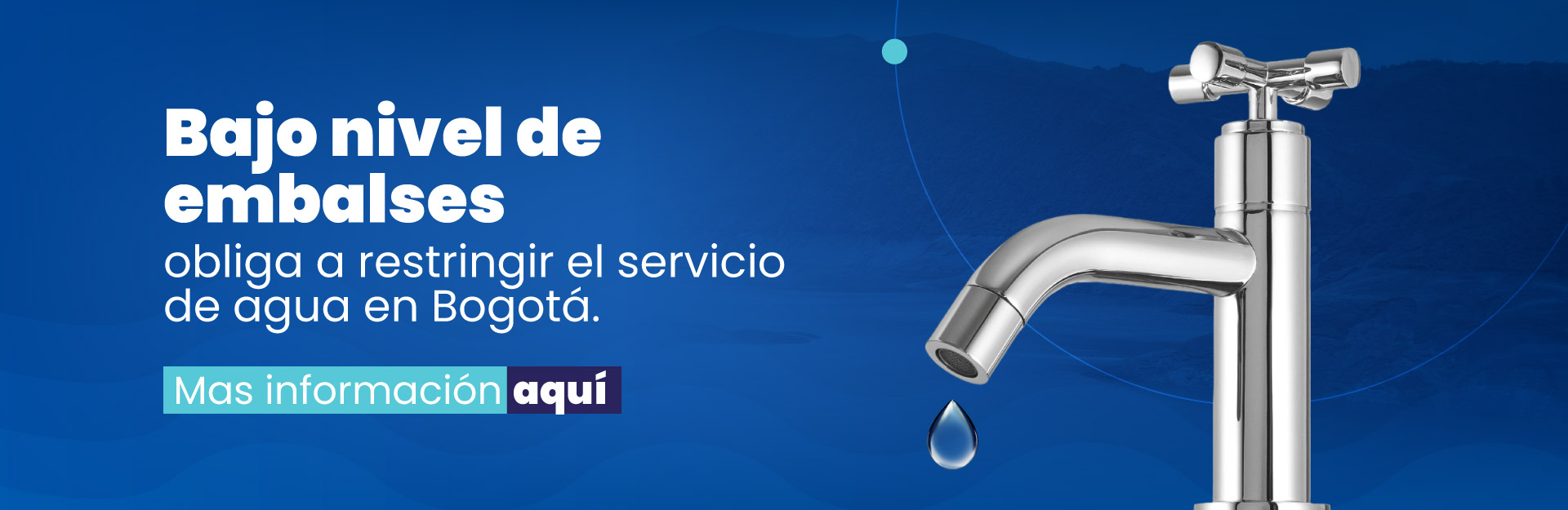Bajo nivel de embalses obliga a restringir el servicio de agua en Bogotá