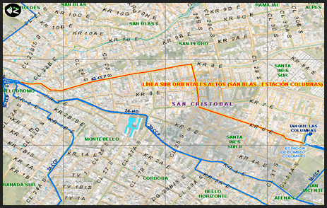 Mapa de Renovación de la línea sur orientales altos. San Blas - Estación Columnas